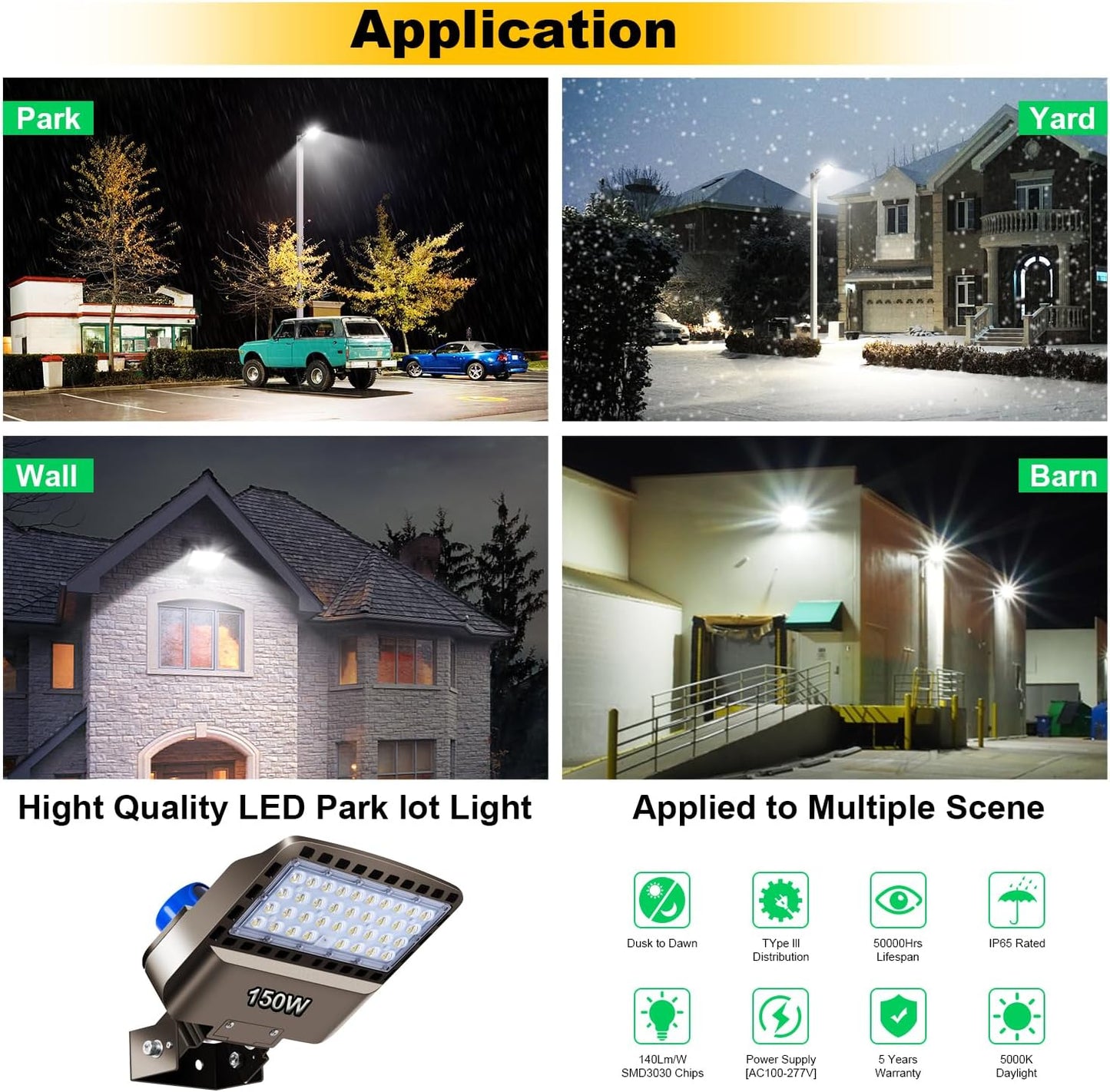 LED Shop Box light with Motion Sensor – Ultra-Bright Outdoor Lighting for Yard, Garage & Driveway(1 Pack)